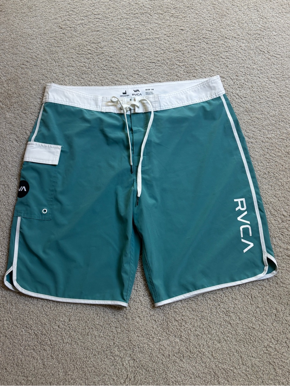 RVCA Teal Green Men’s Boardshorts with White Trim